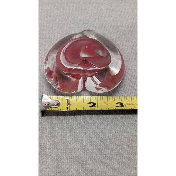Kathy Sherman Art Glass Heart Paperweight Signed Dated 2004 Red Clear - Picture 12 of 14